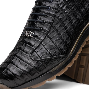 Marco Di Milano Alonzo Black Genuine Caiman Crocodile Casual Sneakers - Image 4