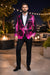 Alberto Nardoni Brand Fashion Men'S Fuchsia Pink & Black Lapel Blazer ~ Sport Coat Tuxedo Dinner Jacket Sequin ~ Shiny Paisley