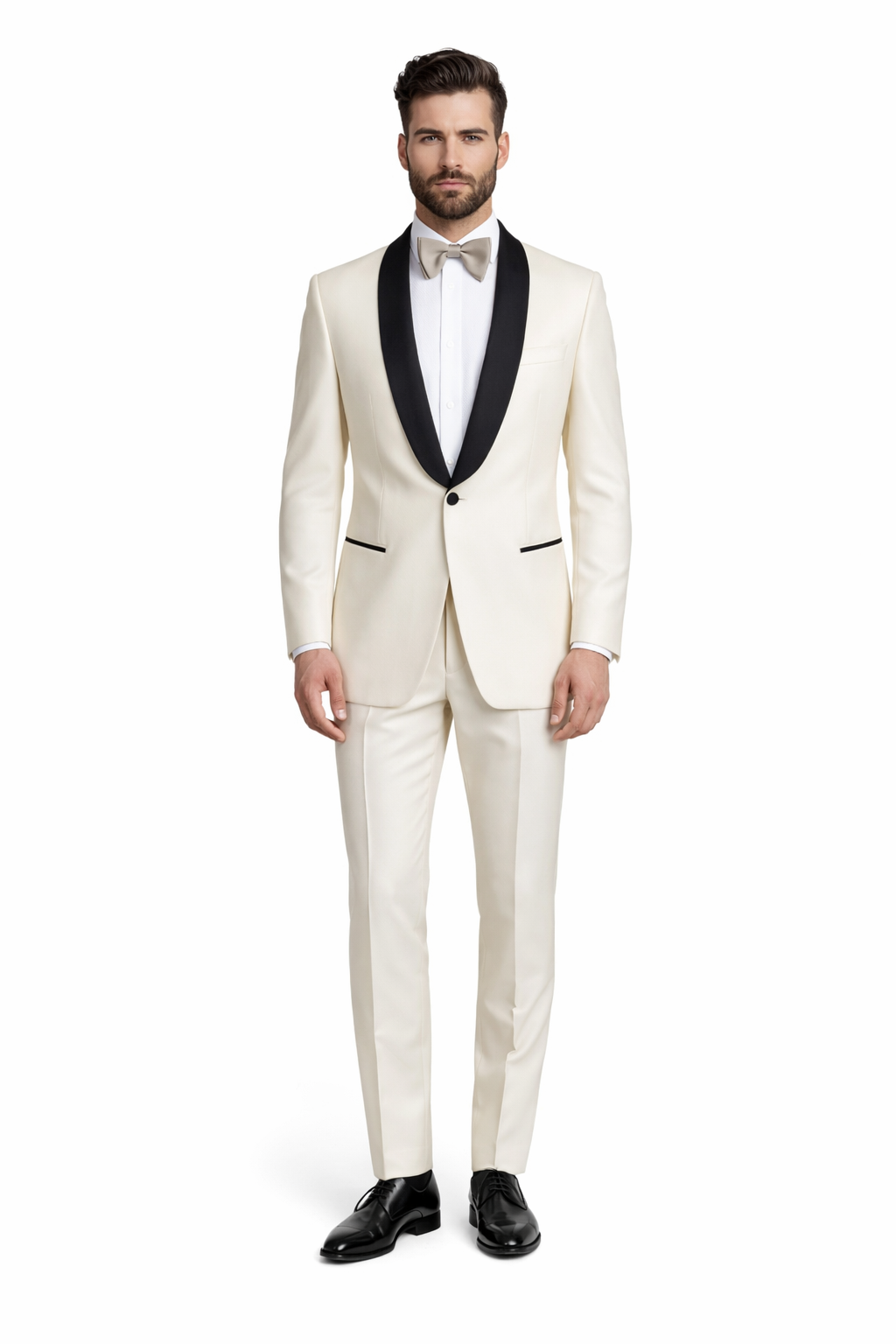 Alberto Nardoni Brand Men'S Dress Formal Ivory ~ Cream ~ Off White Dinner Jacket ~ Fashion Tuxedo For Men ~ Blazer ~ Sport Coat Black Lapel