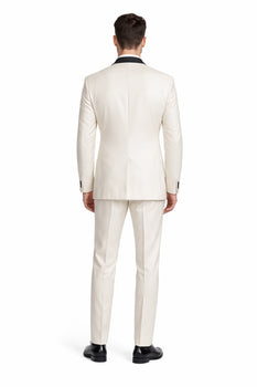 Alberto Nardoni Brand Men'S Dress Formal Ivory ~ Cream ~ Off White Dinner Jacket ~ Fashion Tuxedo For Men ~ Blazer ~ Sport Coat Black Lapel - Image 2
