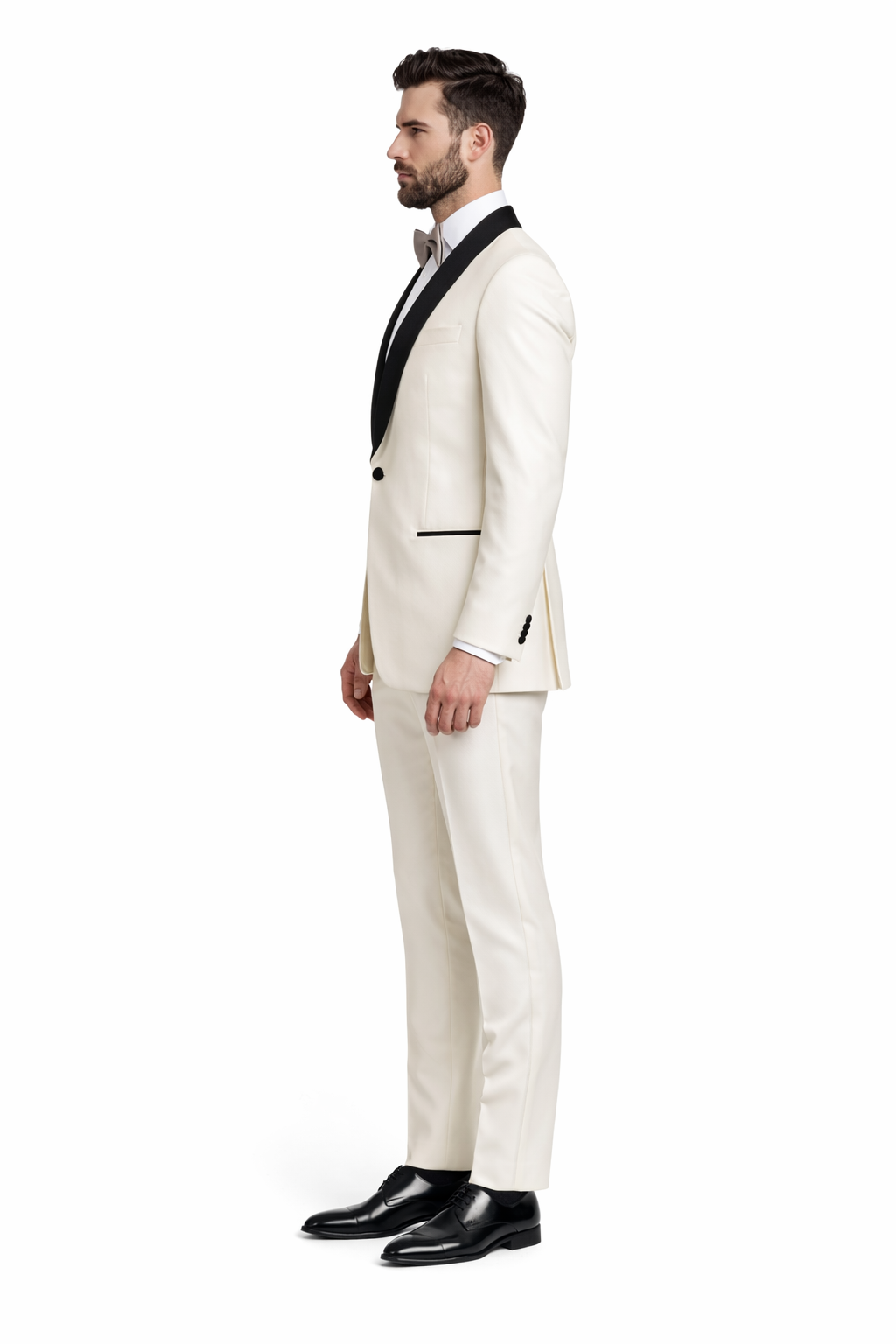 Alberto Nardoni Brand Men'S Dress Formal Ivory ~ Cream ~ Off White Dinner Jacket ~ Fashion Tuxedo For Men ~ Blazer ~ Sport Coat Black Lapel - Image 7