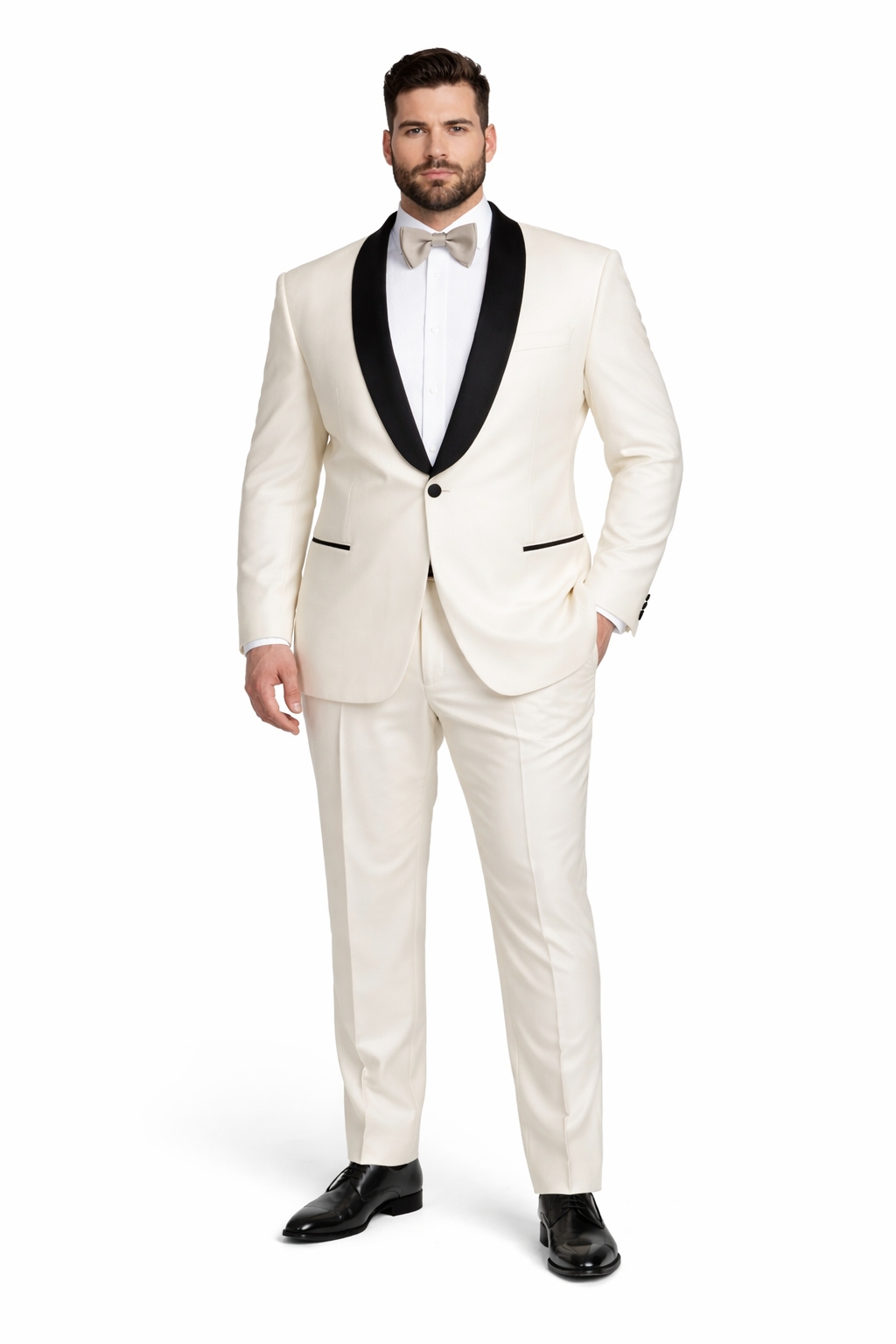 Alberto Nardoni Brand Men'S Dress Formal Ivory ~ Cream ~ Off White Dinner Jacket ~ Fashion Tuxedo For Men ~ Blazer ~ Sport Coat Black Lapel - Image 6