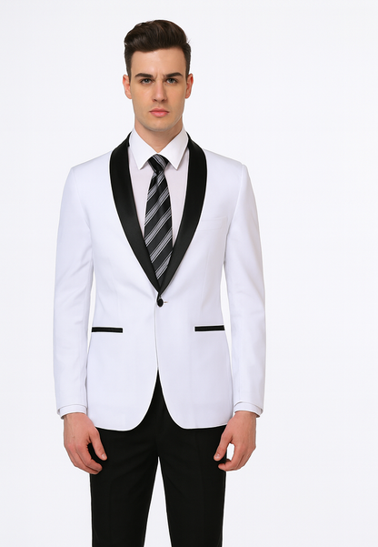 Alberto Nardoni Brand Men'S White Slim Fit One Button Shawl Lapel Stylish Casual Coat Blazer
