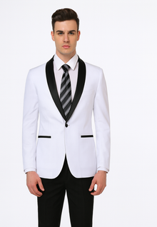 Alberto Nardoni Brand Men'S White Slim Fit One Button Shawl Lapel Stylish Casual Coat Blazer