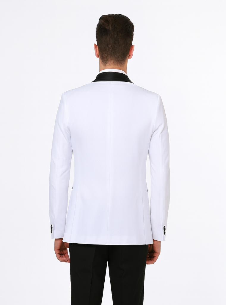 Alberto Nardoni Brand Men'S White Slim Fit One Button Shawl Lapel Stylish Casual Coat Blazer - Image 2