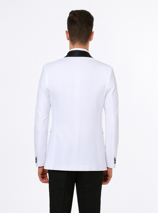 Alberto Nardoni Brand Men'S White Slim Fit One Button Shawl Lapel Stylish Casual Coat Blazer