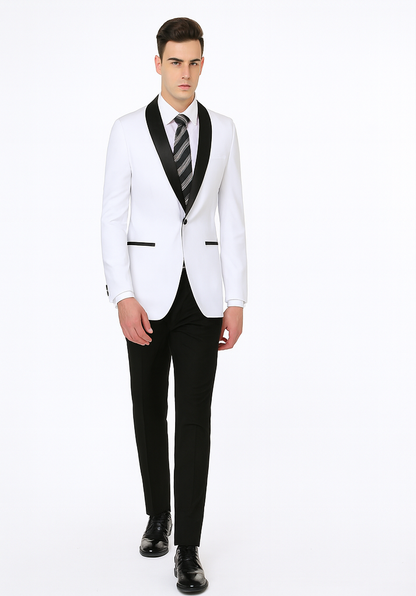 Alberto Nardoni Brand Men'S White Slim Fit One Button Shawl Lapel Stylish Casual Coat Blazer - Image 5
