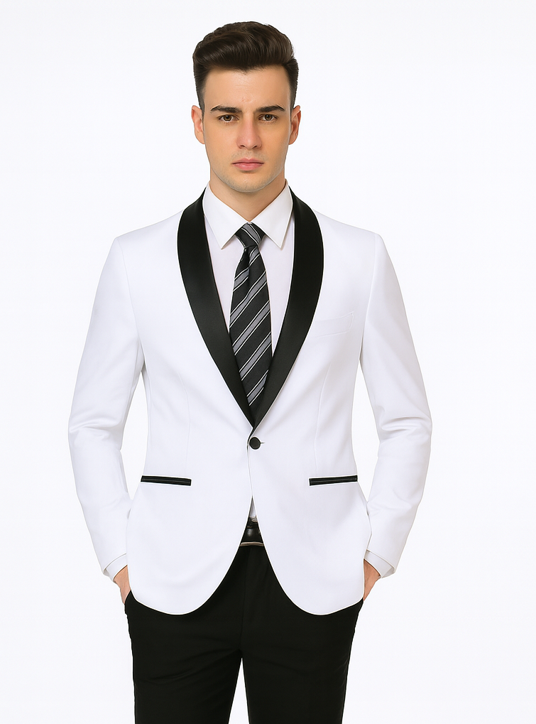 Alberto Nardoni Brand Men'S White Slim Fit One Button Shawl Lapel Stylish Casual Coat Blazer - Image 7
