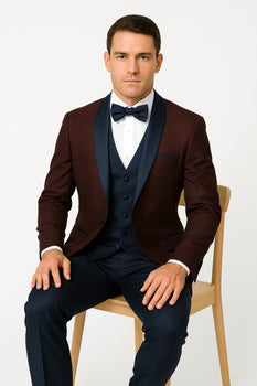 Alberto Nardoni Burgundy ~ Plum And Dark Navy Blue Lapel Burgundy Suit MensUSA Alberto Nardoni Burgundy ~ Plum And Dark Navy Blue Lapel Burgundy Suit MensUSA