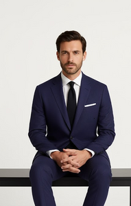 Alberto Nardoni Linen Dark Navy Blue Vested 3 Pieces Summer Linen Wedding/Groom/Groomsmen Suit Jacket & Pants & Vest Suit - Mens Linen Suit