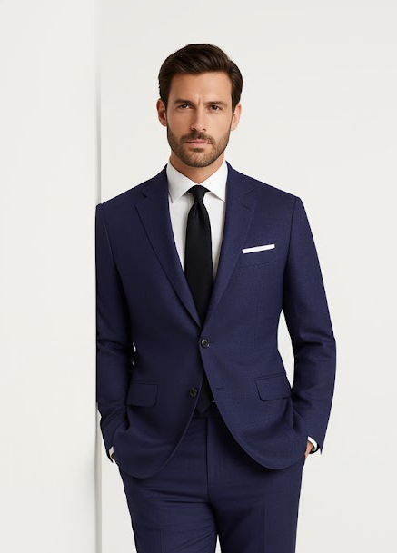 Alberto Nardoni Linen Dark Navy Blue Vested 3 Pieces Summer Linen Wedding/Groom/Groomsmen Suit Jacket & Pants & Vest Suit - Mens Linen Suit - Image 4