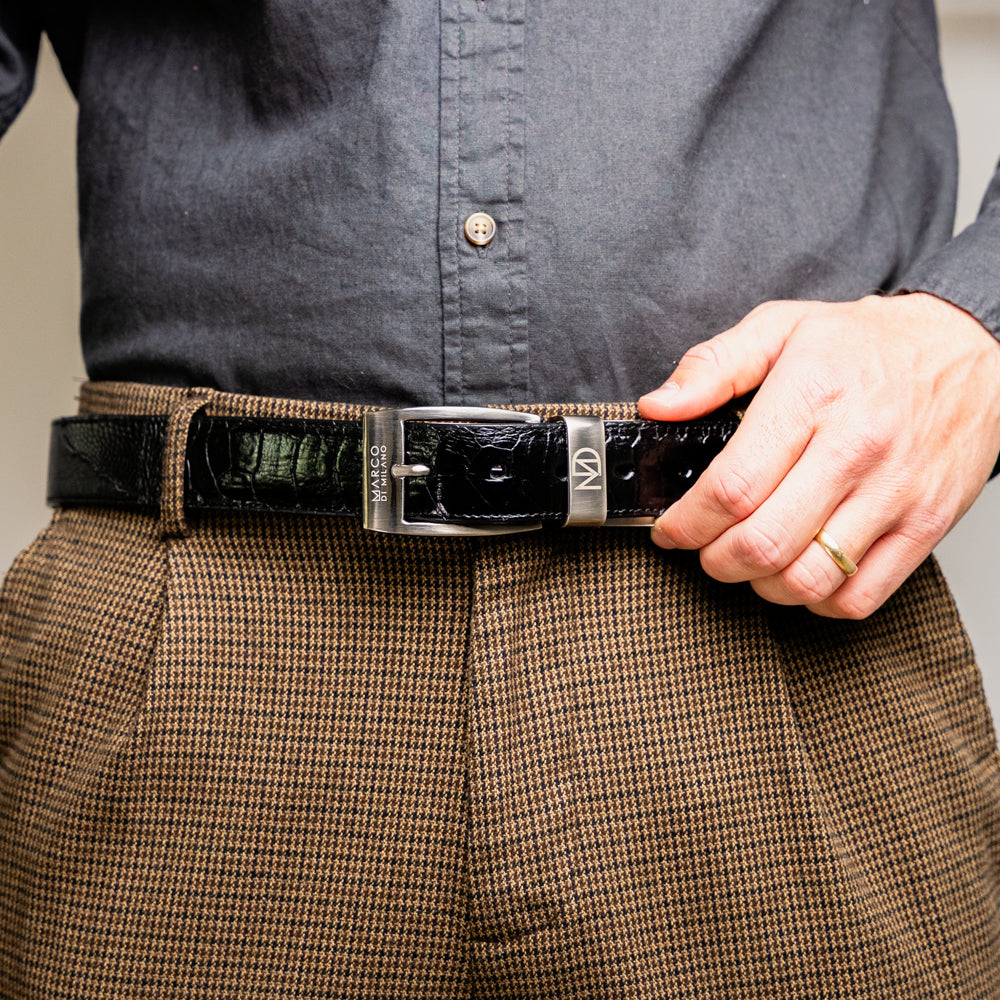 Marco Di Milano Alessio Black Leather Belt Loafer