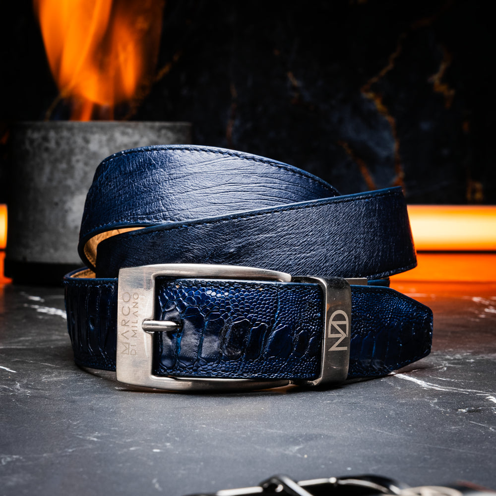 Marco Di Milano Alessio Belt Navy Leather Loafer