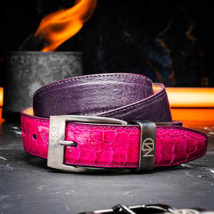 Marco Di Milano Alessio Pink/Purple Leather Belt Loafer