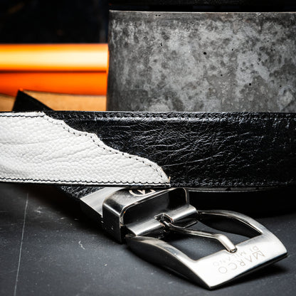 Marco Di Milano Alessio Belt - White & Black Leather Loafers