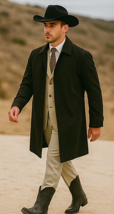 All Weather Men's Dress Coat Belted Rain Coats ~ Long full Maxi length Trench Coats Black Long Style