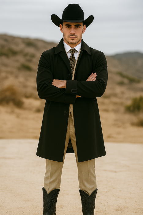 All Weather Men's Dress Coat Belted Rain Coats ~ Long full Maxi length Trench Coats Black Long Style
