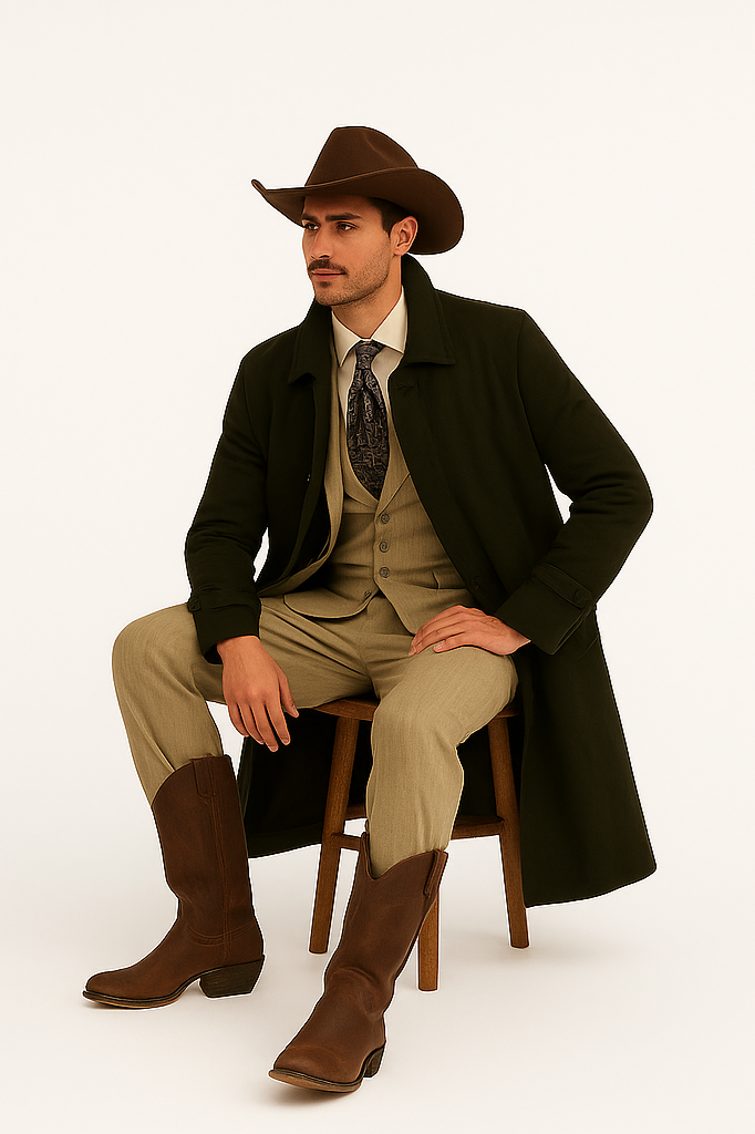All Weather Men's Dress Coat Belted Rain Coats ~ Long full Maxi length Trench Coats Black Long Style - Image 4