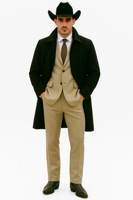 All Weather Men's Dress Coat Belted Rain Coats ~ Long full Maxi length Trench Coats Black Long Style
