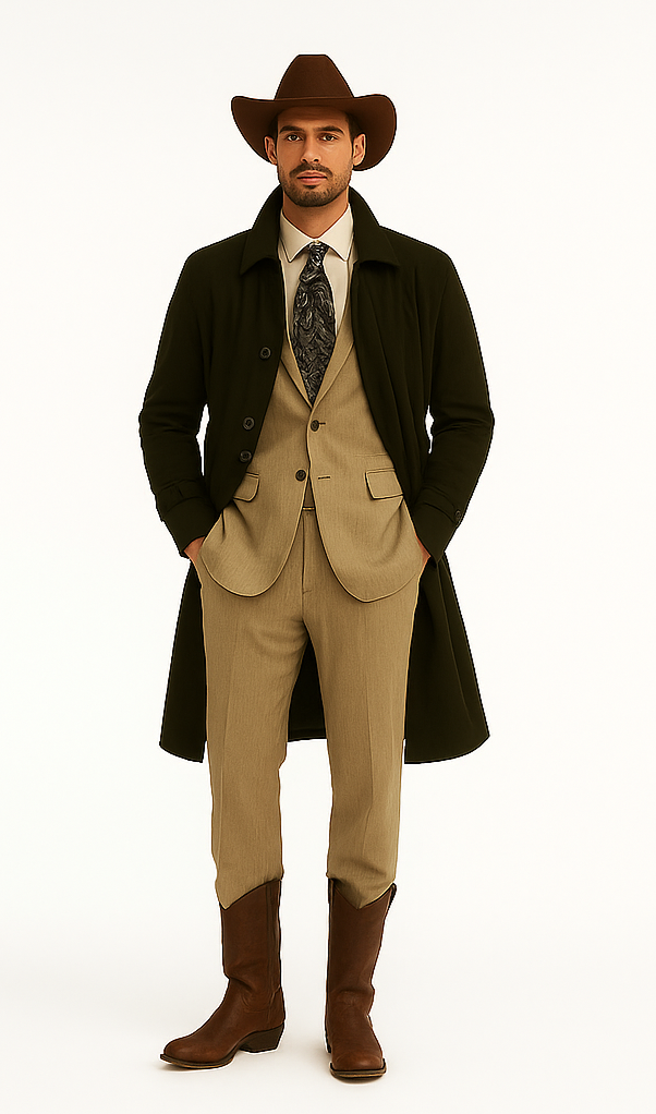 All Weather Men's Dress Coat Belted Rain Coats ~ Long full Maxi length Trench Coats Black Long Style - Image 8