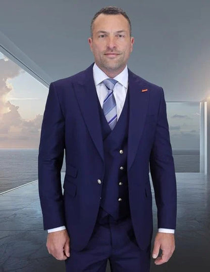 Statement Men's 3 Piece 100% Wool Fashion Suit - Bold Colors  Modern Fit