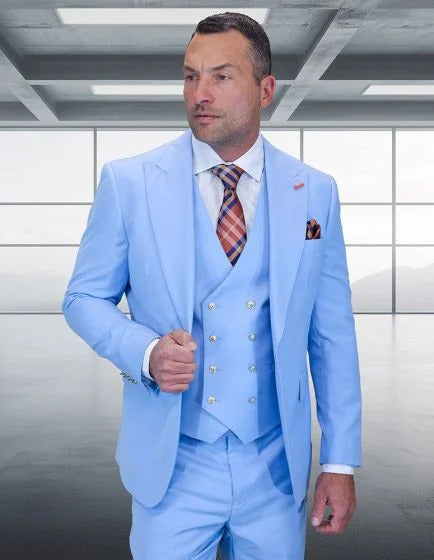 Statement Men's 3 Piece 100% Wool Fashion Suit - Bold Colors  Modern Fit