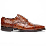 Zelli Andrea Genuine Crocodile Cap Toe Derby Dress Shoes in Cognac