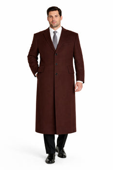 Ankle length 4 Buttons Brown Wool Cashmere Blend Overcoat Top Coat - Image 6
