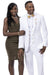 White Two-Button Peak Lapel Suit with Double Breasted Gold-Button Vest by EJ Samuel