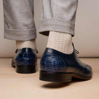 Marco_Di_Milano Anzio: Blue Jeans Leather Dress Shoe