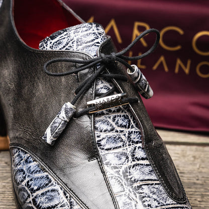 Marco Di Milano Anzio Newspaper Print Leather Oxford