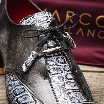 Marco Di Milano Anzio Newspaper Print Leather Oxford
