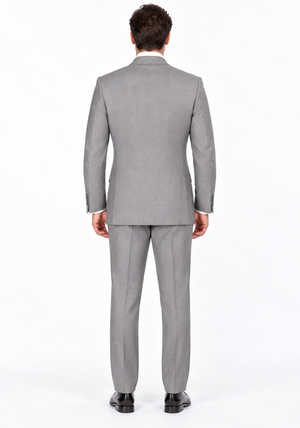 Apollo King Designer Brand Mens Classic Double Breasted Luxury Wool Feel Suit in Light Grey
