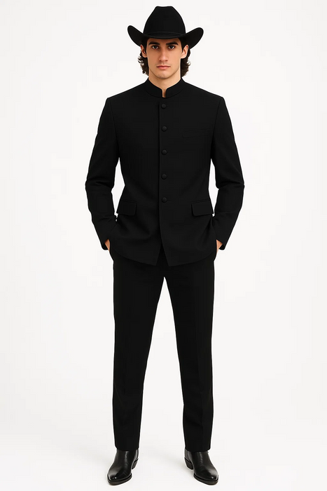 Apollo King Men's 2 Piece Nehru Style Suit - Mandarin Collars