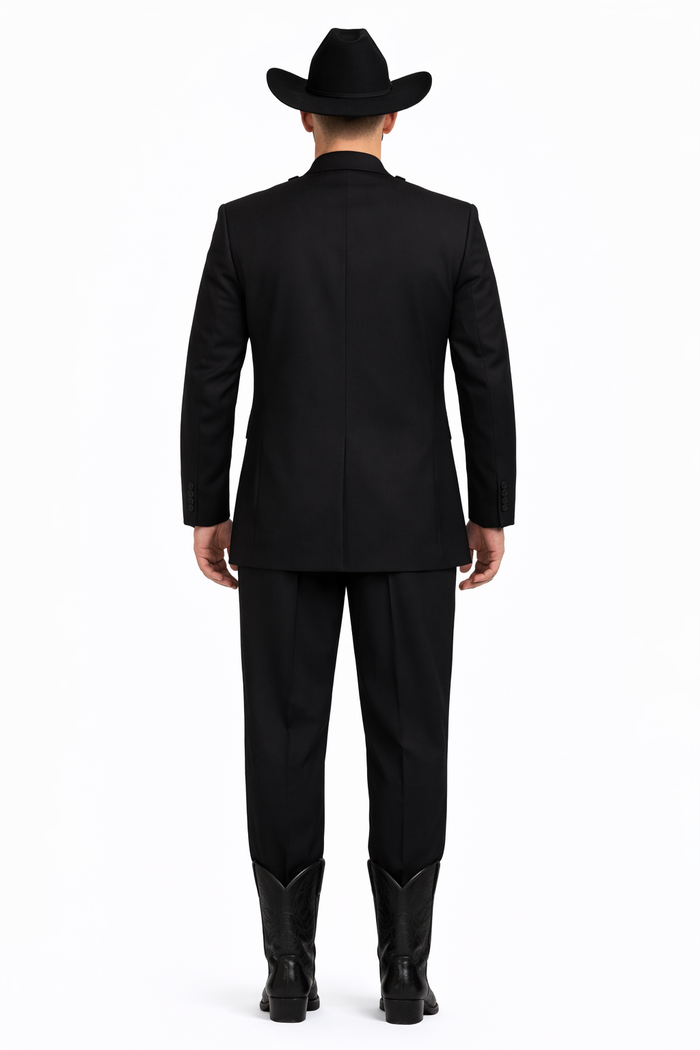 Men’s Apollo King Black 2 Piece Nehru Style Suit with Mandarin Collar, Formal Banded Collar Suit Modern Fit