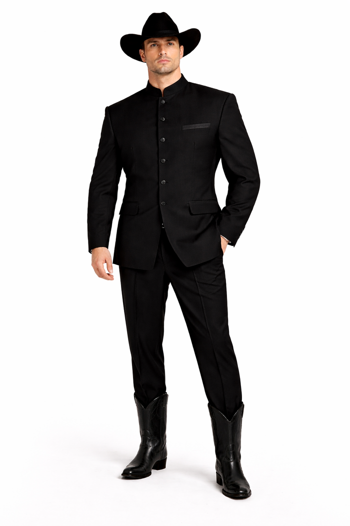 Apollo King Men's 2 Piece Nehru Styles Suit - Mandarin Collars Modern Fit