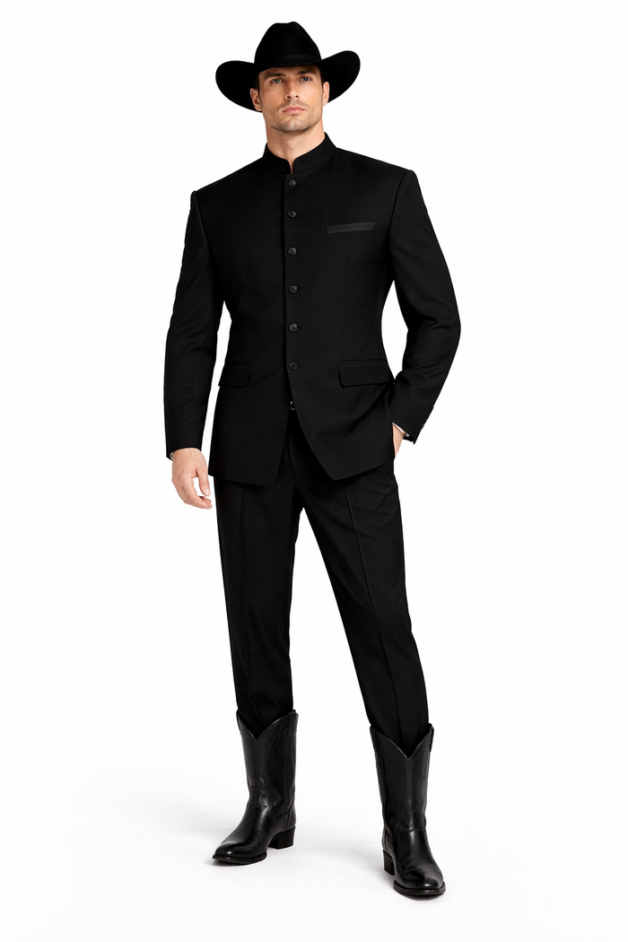 Apollo King Men's 2 Piece Nehru Styles Suit - Mandarin Collars Modern Fit