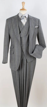 Apollo King Mens 3 Piece 100% Super 150s Wool Suit – High Fashion Double Breasted Vest, Peak Lapel Jacket