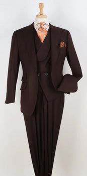 Apollo King Mens 3 Piece 100% Super 150s Wool Suit – High Fashion Double Breasted Vest, Peak Lapel Jacket