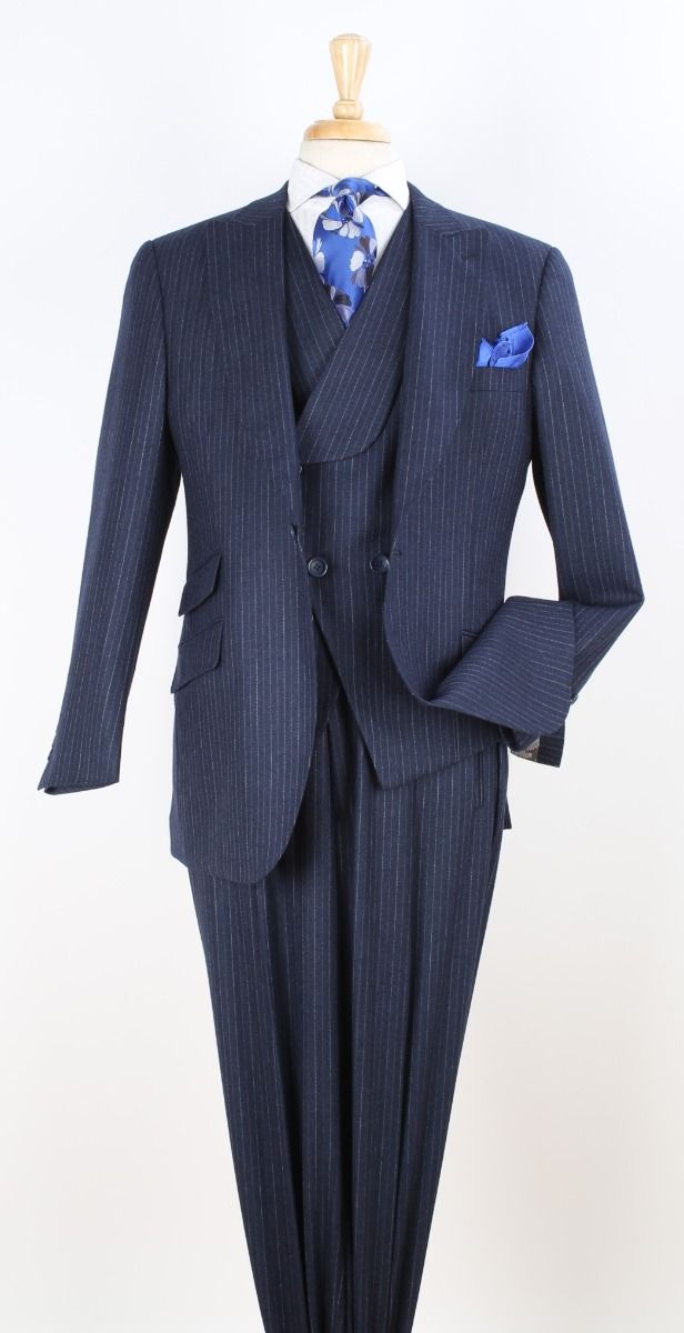 Apollo King Mens 3 Piece 100% Super 150s Wool Suit – High Fashion Double Breasted Vest, Peak Lapel Jacket Modern Fit