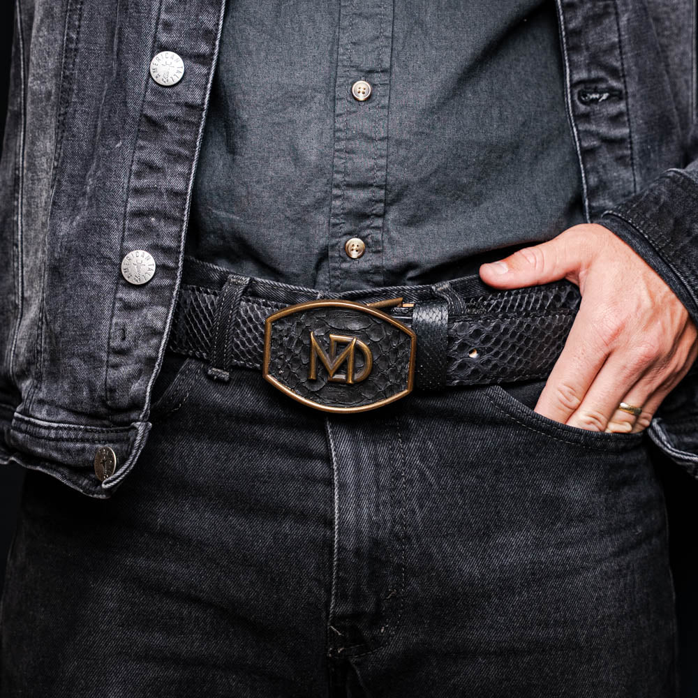 Marco Di Milano Arkansas Black Leather Belt Shoe