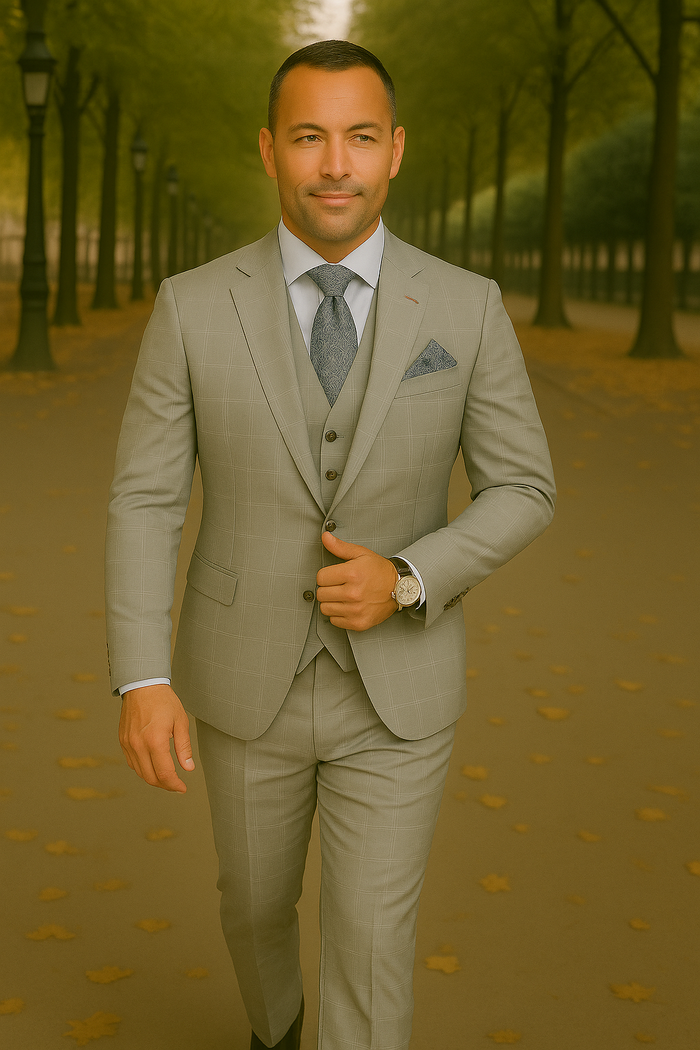 Wool Suit - Italian Made Business Suit by Statement Men's 3 Piece 100% Wool Fashion Suit - Bold Colors Modern Fit