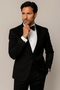 Men'S Shiny 2 Buttons Notch Collar Floral Paisley Formal Black Blazer