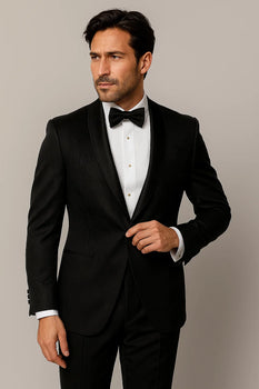 Men'S Shiny 2 Buttons Notch Collar Floral Paisley Formal Black Blazer - Image 7