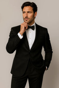 Men'S Shiny 2 Buttons Notch Collar Floral Paisley Formal Black Blazer