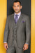 Two Button Light Grey Pinstripe Flat Front Three Piece Suit