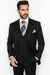 Vinci Men's Black On Black Shadow Stripe Style Two Buttons  Vested Suit