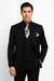 Vinci Men's Black On Black Shadow Stripe Style Two Buttons  Vested Suit