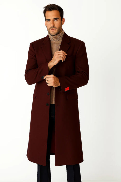 Stylish Classic Men's Overcoat CoCo denim Men's Dress Coat Dark Brown In Long Men's Dress Topcoat -  Winter coat