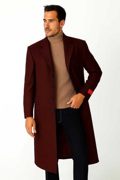 Stylish Classic Men's Overcoat CoCo denim Men's Dress Coat Dark Brown In Long Men's Dress Topcoat -  Winter coat